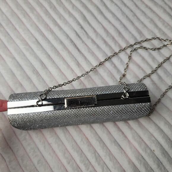 Lulu Townsend Silver Bling Purse with Chain Strap & Clasp | Vintage Style - Picture 2 of 7